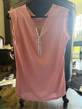 Sleeveless Pink Zip-Front Women's Top